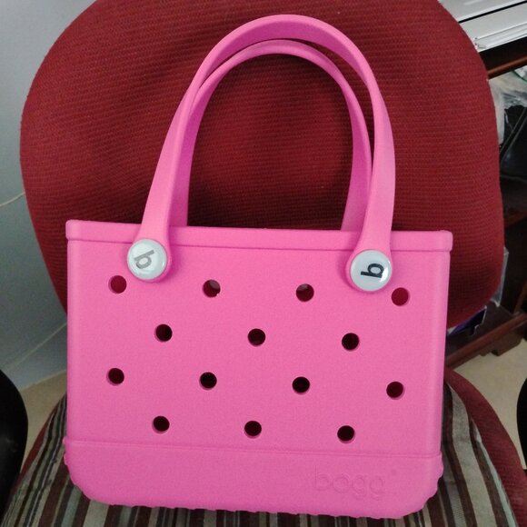 ❤️BOGG BITTY BAG PINK Waterproof Rubber Tote Purse + Clear Zip Wallet - Picture 1 of 7